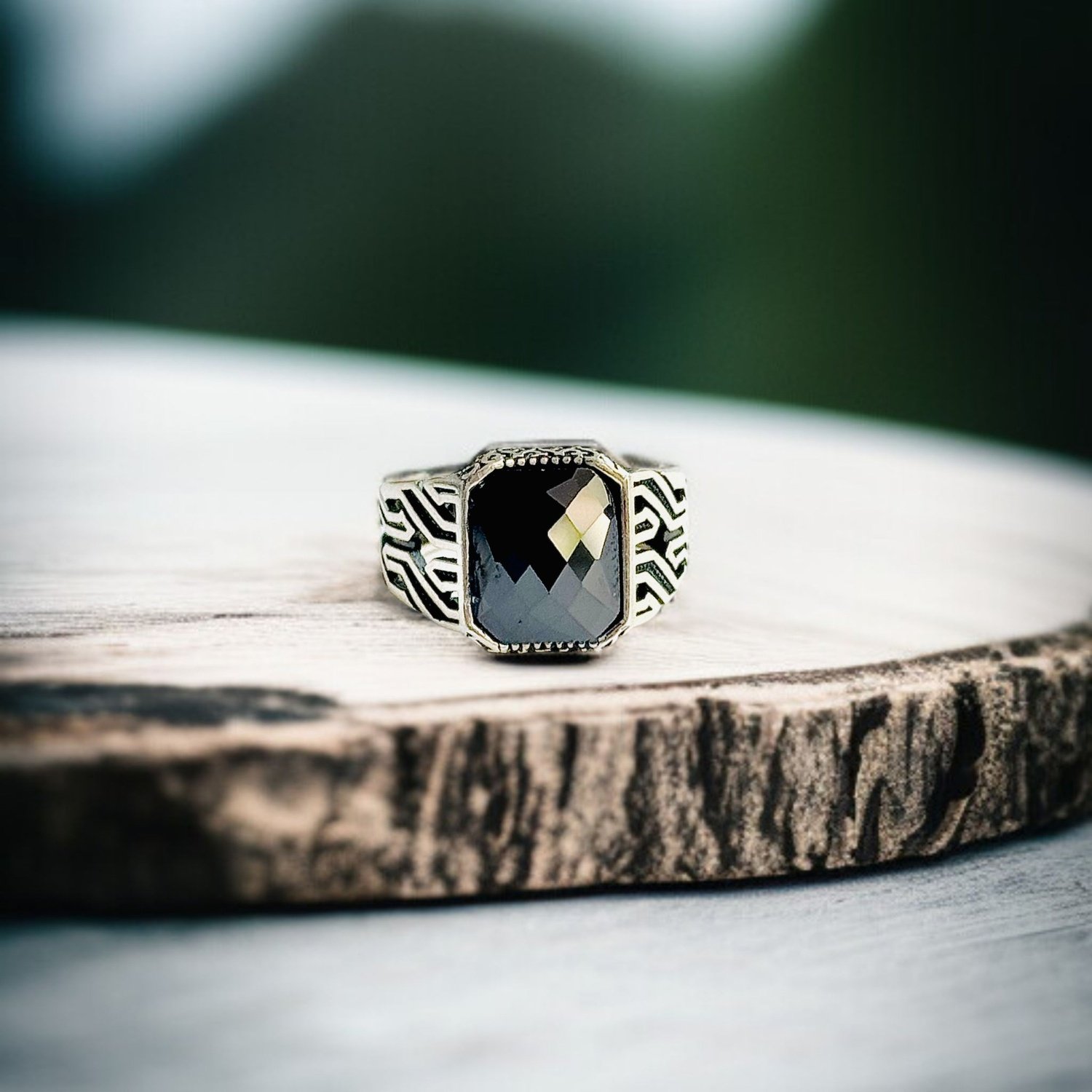 Black Zircon Turkish 925 Silver Gent's Ring - Image 2