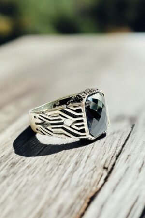 Black Zircon Turkish 925 Silver Gent's Ring
