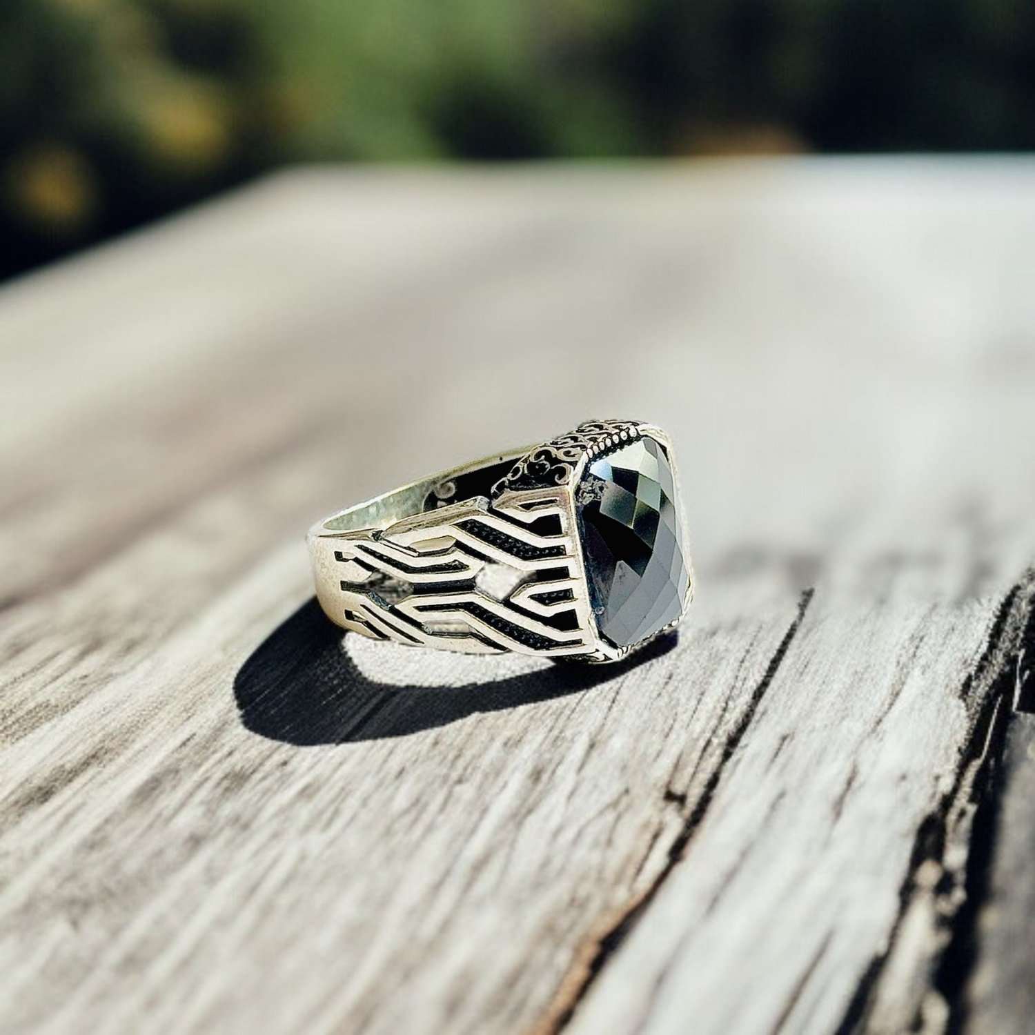 Black Zircon Turkish 925 Silver Gent's Ring