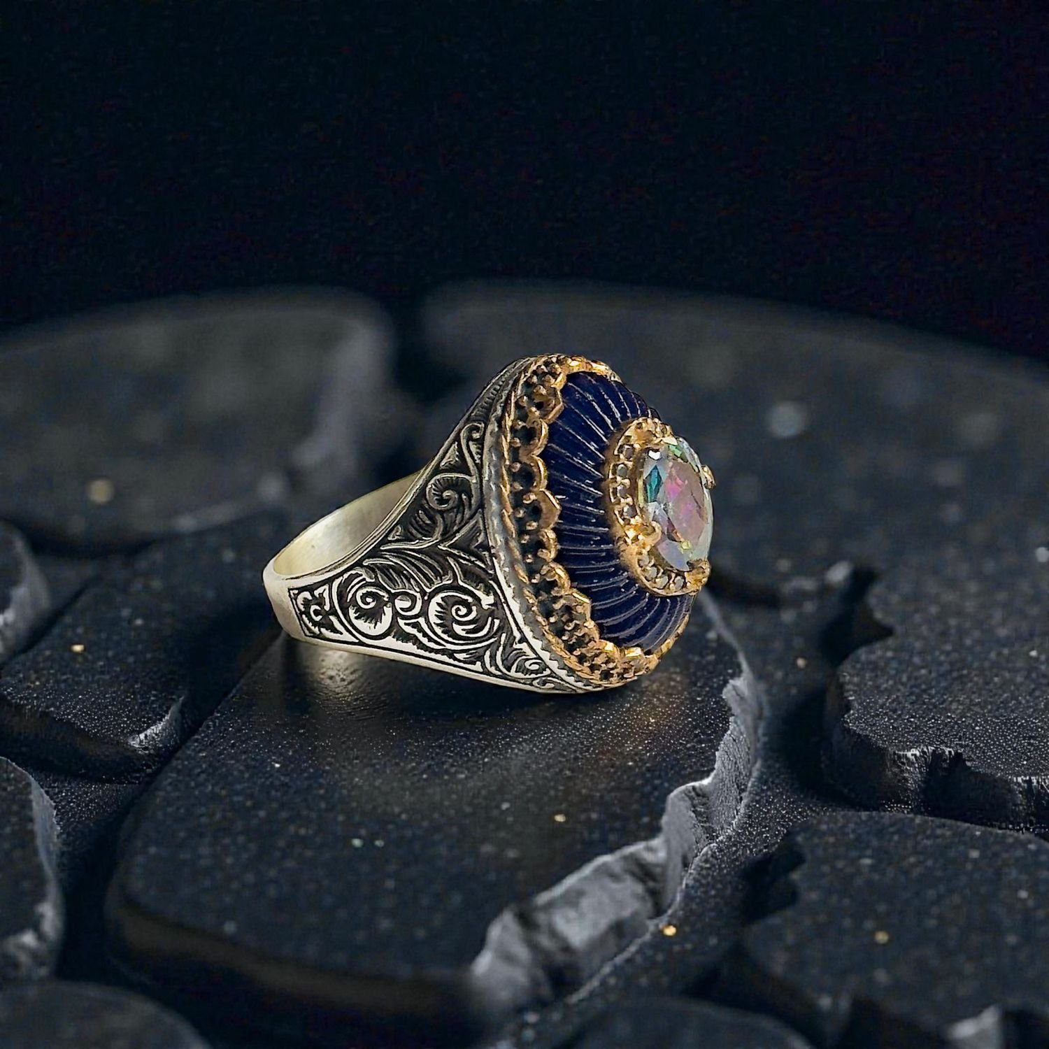 Mystic Topaz Turkish 925 Silver Gent's Ring