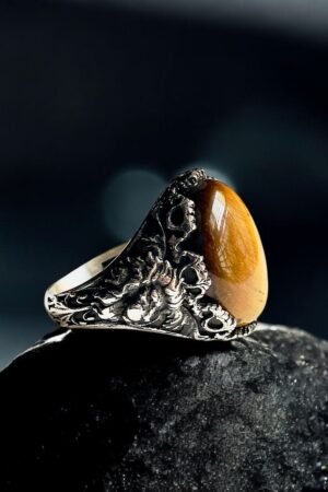 Tiger Eye Turkish 925 Silver Gent's Ring