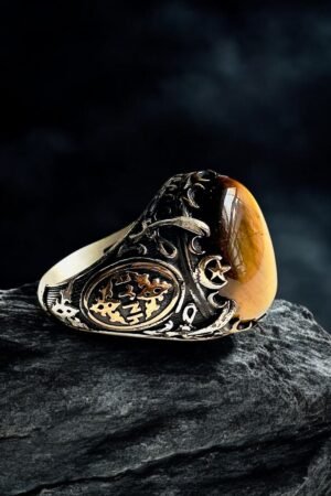 Tiger Eye Turkish 925 Silver Gent's Ring