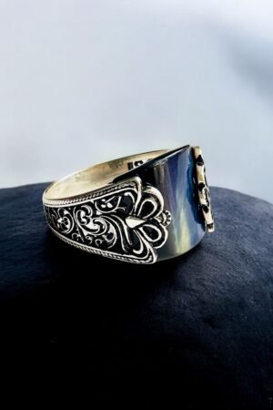 Blue Tiger Eye Turkish 925 Silver Gent's Ring