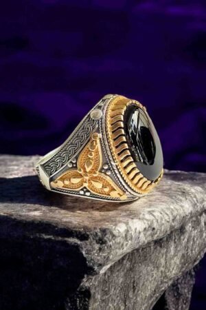 Black Aqeeq Turkish 925 Silver Gent's Ring
