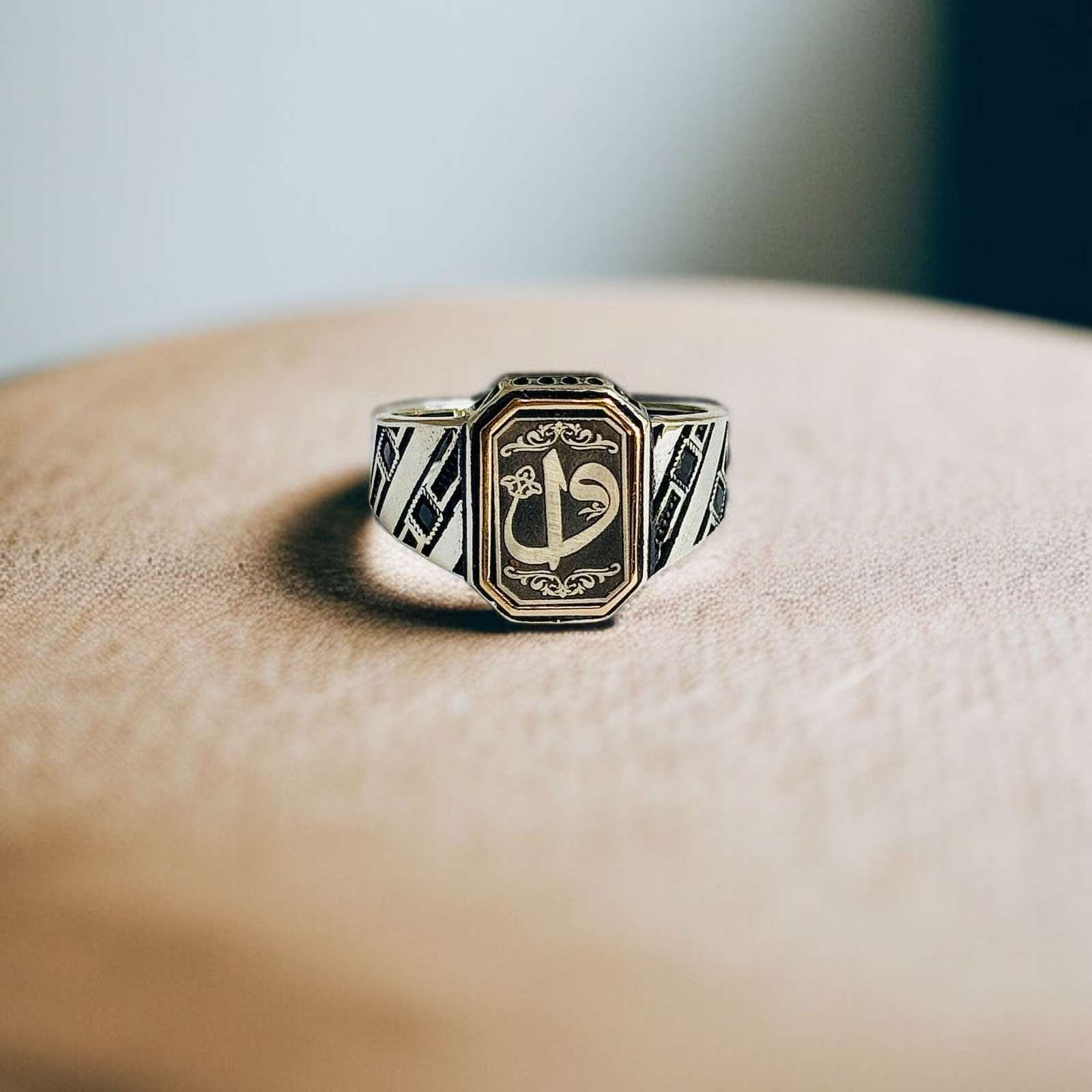 Turkish 925 Silver Gent's Ring with Arabic Letters
