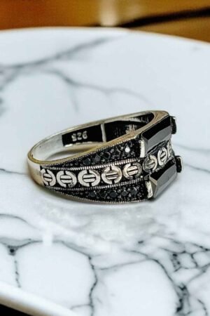 Black Zircon Turkish 925 Silver Gent's Ring
