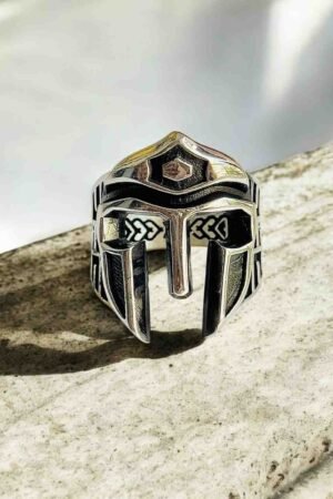 Turkish 925 Silver Gent's Ring With Spartan Helmet