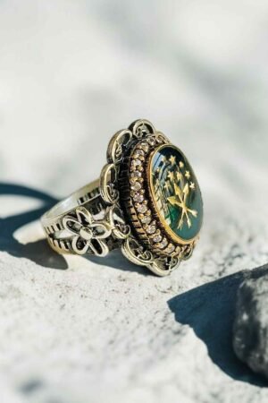 Turkish 925 Silver Gent's Ring With Arrow and Stars