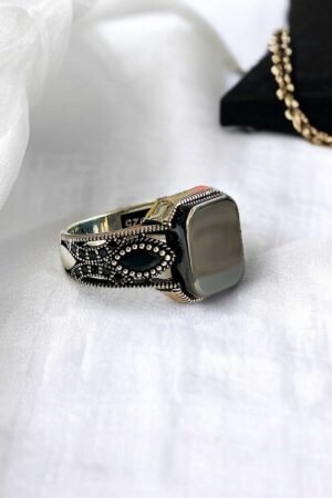 Black Onyx Turkish 925 Silver Gent's Ring