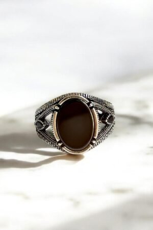 Black Onyx Turkish 925 Silver Gent's Ring