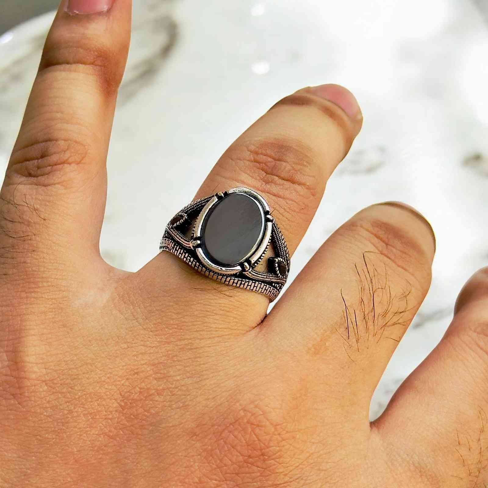 Black Onyx Turkish 925 Silver Gent's Ring - Image 3