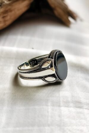 Black Onyx Turkish 925 Silver Gent's Ring