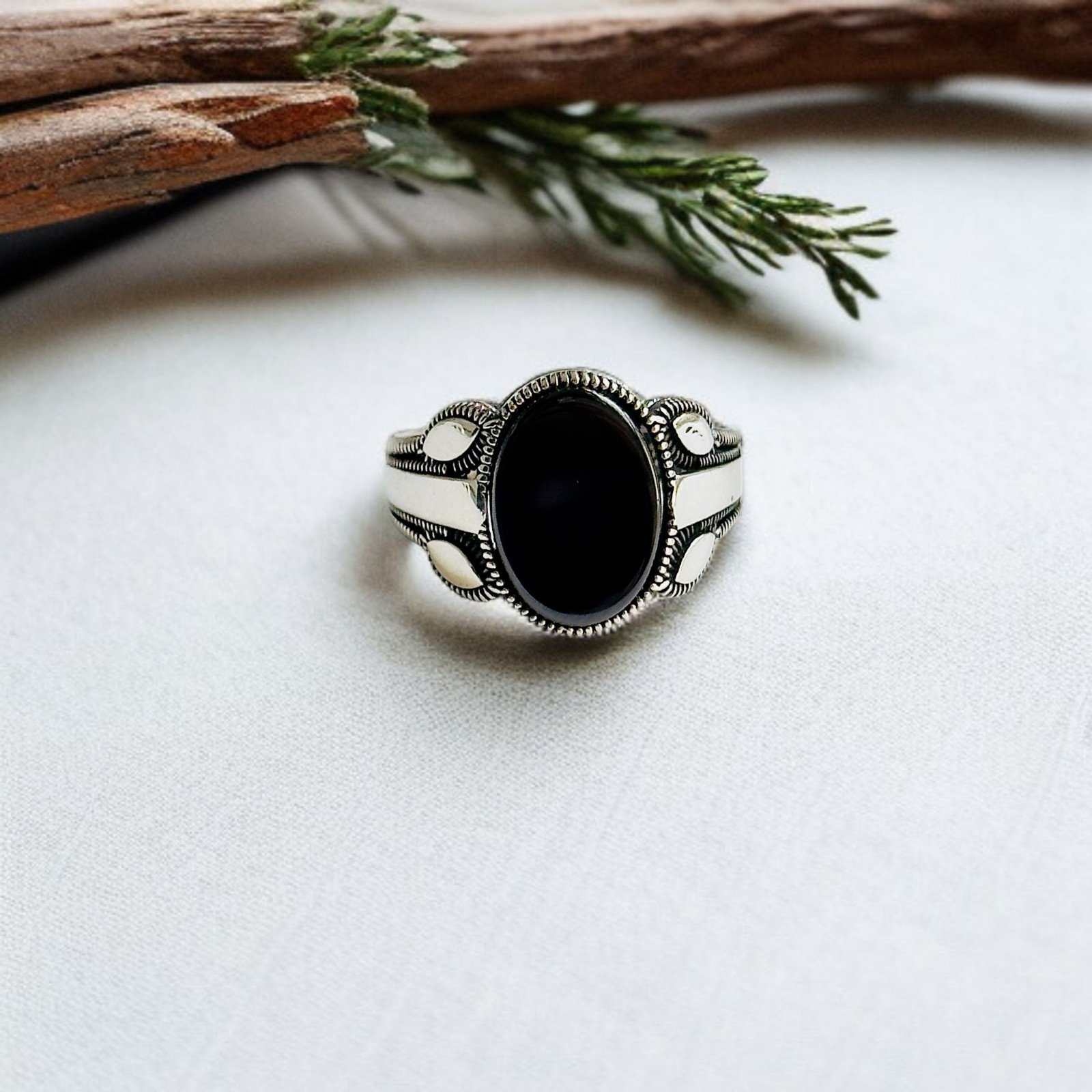 Black Onyx Turkish 925 Silver Gent's Ring - Image 2