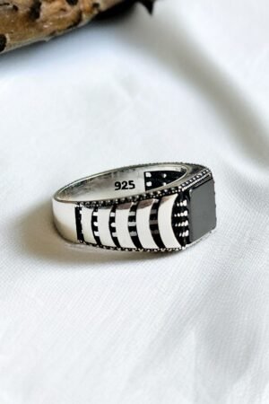 Black Onyx Turkish 925 Silver Gent's Ring