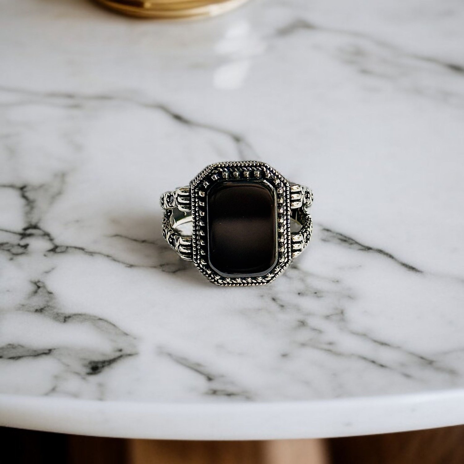 Black Onyx Turkish 925 Silver Gent's Ring - Image 2