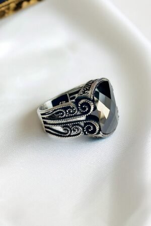 Black Zircon Turkish 925 Silver Gent's Ring