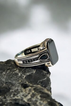 Black Onyx Turkish 925 Silver Gent's Ring