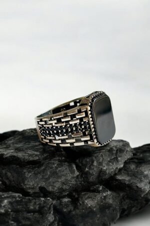 Black Onyx Turkish 925 Silver Gent's Ring