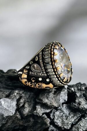 White Zircon Turkish 925 Silver Gent's Ring