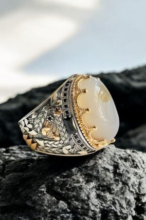 Yemeni Aqeeq Turkish 925 Silver Gent's Ring