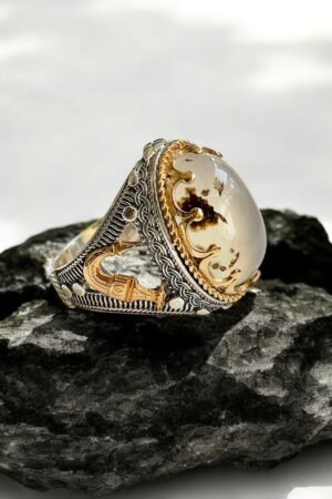 Yemeni Aqeeq Turkish 925 Silver Gent's Ring