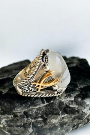 Yemeni Aqeeq Turkish 925 Silver Gent's Ring