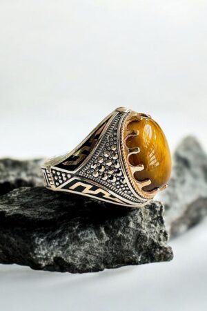 Tiger Eye Turkish 925 Silver Gent's Ring