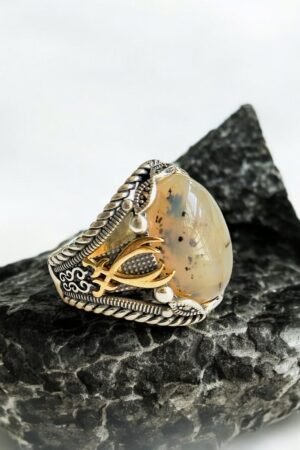 Yemeni Aqeeq Turkish 925 Silver Gent's Ring