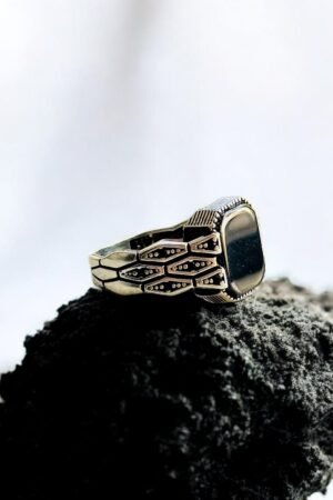 Black Onyx Turkish 925 Silver Gent's Ring
