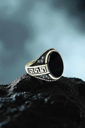 Black Onyx Turkish 925 Silver Gent's Ring