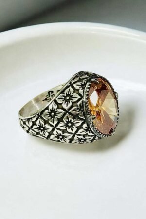 Citrine Turkish 925 Silver Gent's Ring