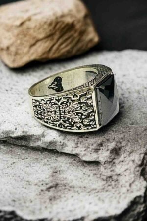 Black Zircon Turkish 925 Silver Gent's Ring