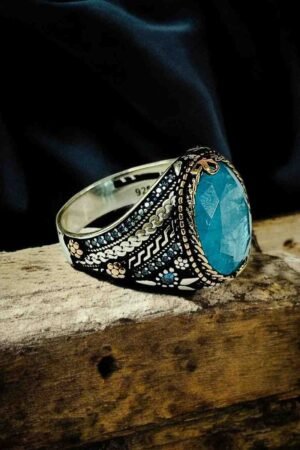 AquamarineTurkish 925 Silver Gent's Ring