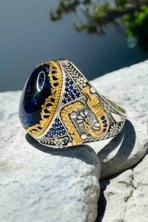 Blue Tiger Eye Turkish 925 Silver Gent's Ring