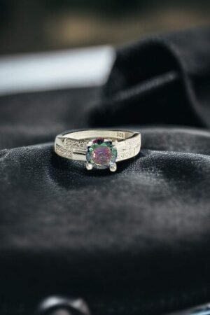 Turkish 925 Silver Ladies Ring with Mystic Topaz