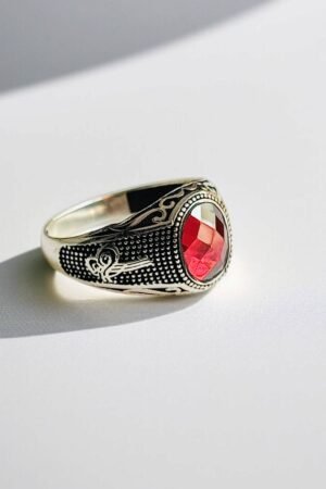 Red Zircon Turkish 925 Silver Ring