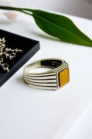 Tiger Eye Turkish 925 Silver Gent's Ring