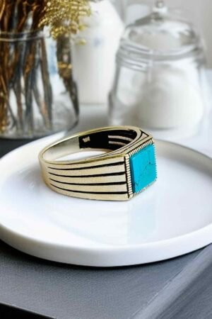 Feroza Stone Turkish 925 Silver Gent's Ring