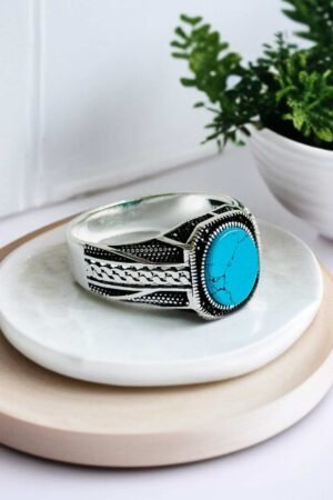 Feroza Stone Turkish 925 Silver Gent's Ring