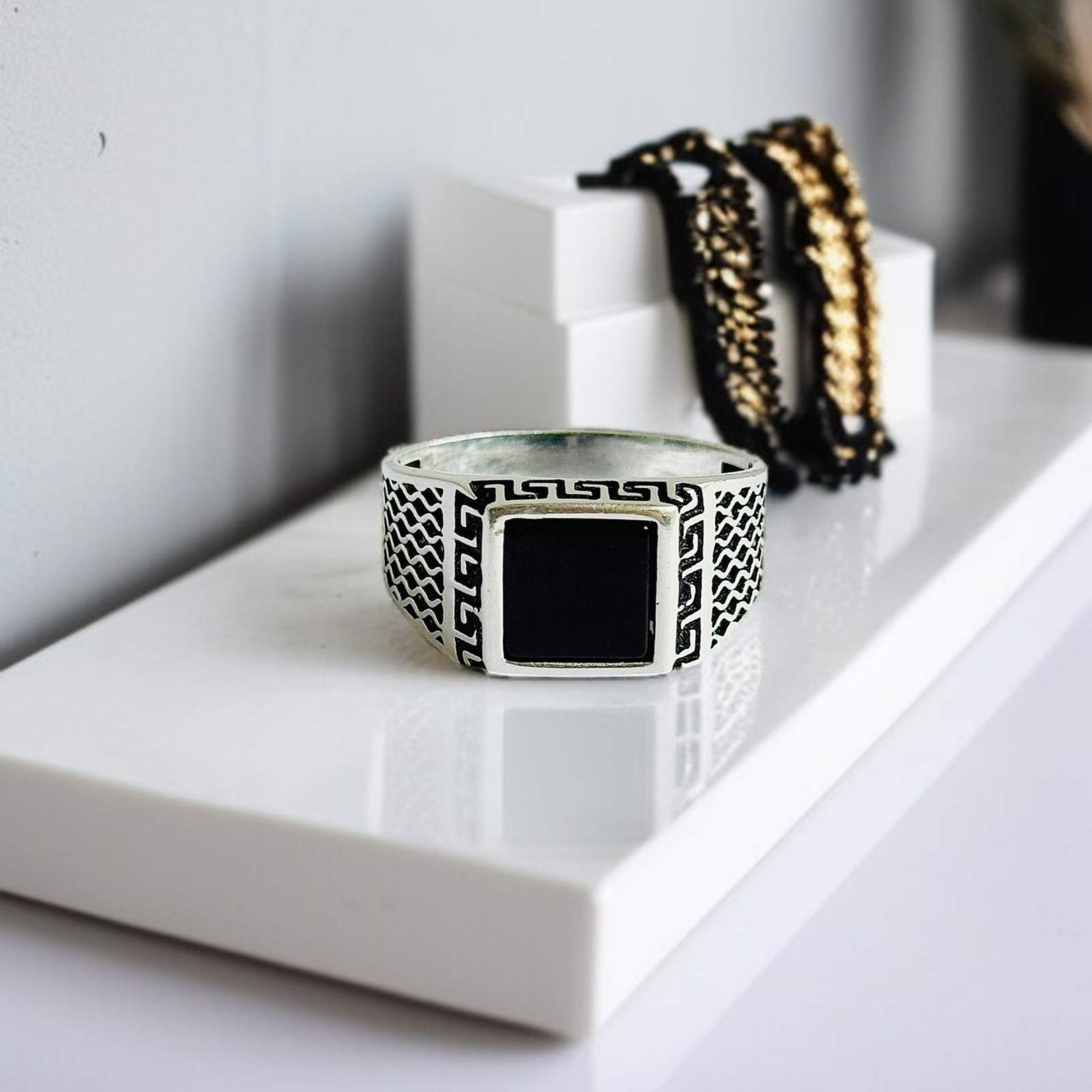 Black Onyx Turkish 925 Silver Gent's Ring - Image 2