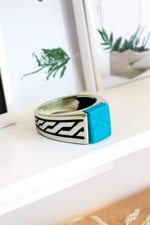 Feroza Stone Turkish 925 Silver Gent's Ring