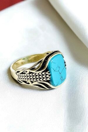 Feroza Stone Turkish 925 Silver Gent's Ring