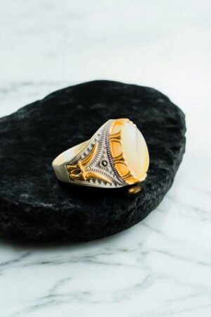 Yemeni Aqeeq Turkish 925 Silver Gent's Ring