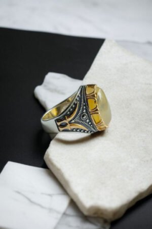 Yemeni Aqeeq Turkish 925 Silver Gent's Ring