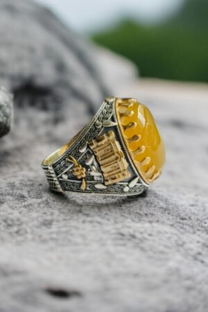 Yemeni Aqeeq Turkish 925 Silver Gent's Ring
