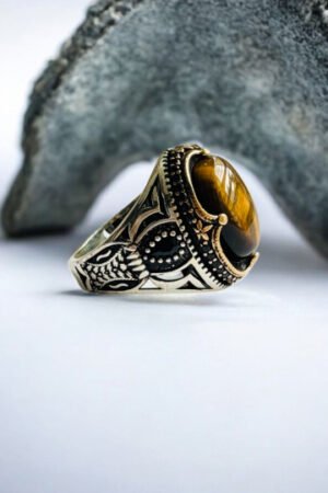 Tiger Eye Turkish 925 Silver Gent's Ring