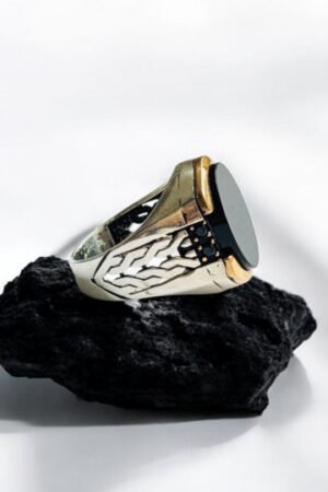 Black Onyx Stone Turkish 925 Silver Gent's Ring