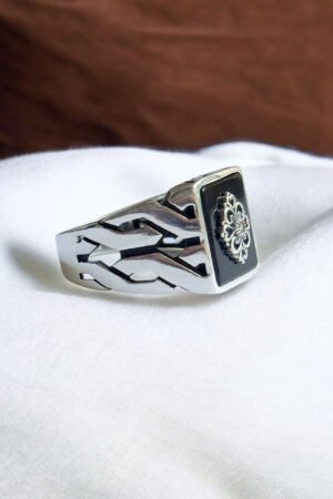 Black Onyx Stone Turkish 925 Silver Gent's Ring