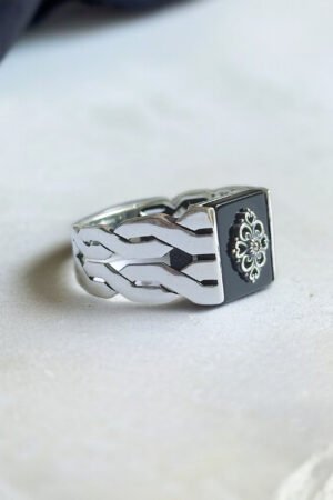 Black Onyx Stone Turkish 925 Silver Gent's Ring