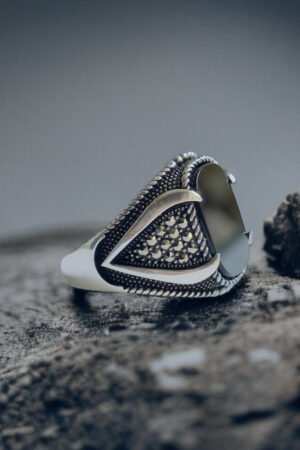 Black Onyx Stone Turkish 925 Silver Gent's Ring